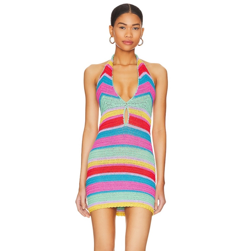 Kalisse Halter Mini Dress in Multicolor (S)